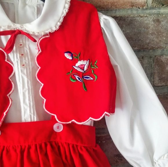 Vintage Red Velour 3 Piece Outfit 3T - Picture 5 of 8